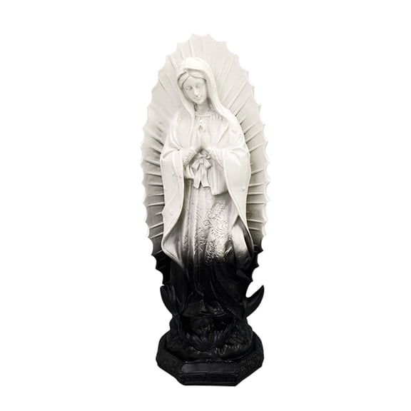Blessed Mother Mary Statue - 12 Inch White Resin Catholic Sculpture, Our Lady of Guadalupe Figurine for Porch, Prayer Altar, Christian Home Decor, Religious Wedding Gift Collection
