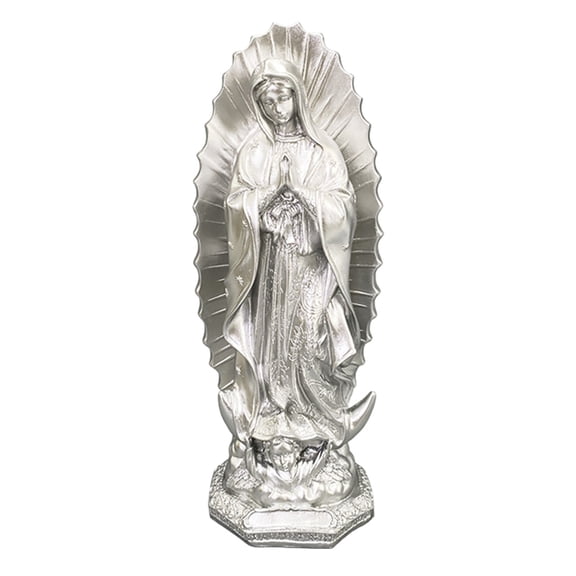 Blessed Mother Mary Statue - 12 Inch White Resin Catholic Sculpture, Our Lady of Guadalupe Figurine for Porch, Prayer Altar, Christian Home Decor, Religious Wedding Gift Collection