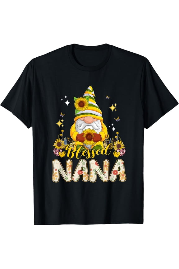 Blessed Nana Costume Floral Sunflowers Gnome Mother's Day T-Shirt