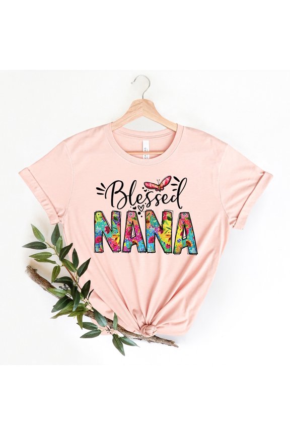 Blessed Nana Mom Life Grandma Blessed Mama Colorful Mothers Day Happy T-Shirt