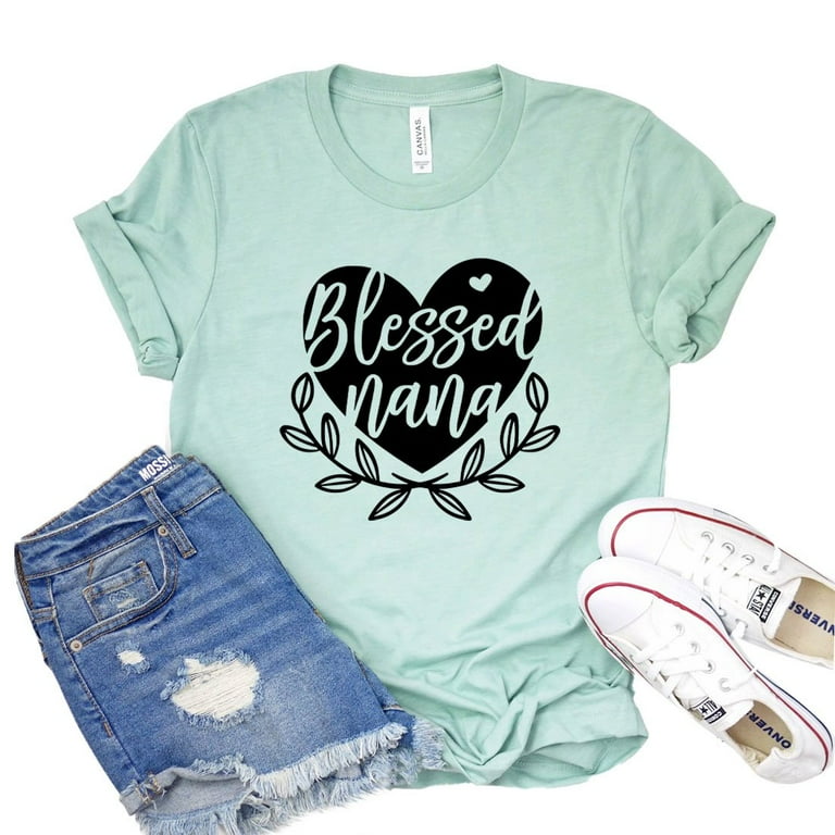 Blessed Nana T Shirt With Floral, Heart Mother's Day Gift T-Shirt Blessed Nana T Shirt With Floral, Heart Mother's Day Gift T-Shirt