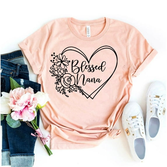 Blessed Nana T-shirt Grandmother Shirts Grandmom Gift Pregnancy Tshirt Grandparents Tee Gigi Shirt Women's Granny Top