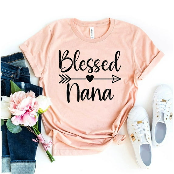 Blessed Nana T-shirt Mother's Day Gift Grandparents Tshirt Grandmom Shirts Women's Gigi Top Pregnancy Tee Announcement Shirt