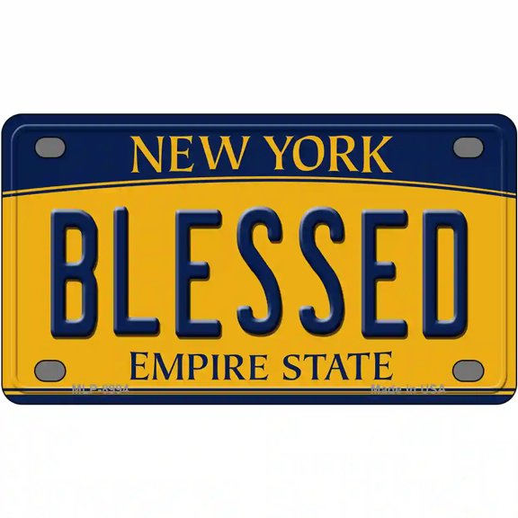 Blessed New York Metal Novelty License Plate 4" x 2.2" Mini
