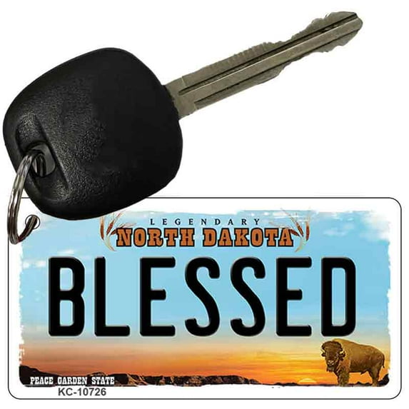 Blessed North Dakota State License Plate Tag Key Chain KC-10726 3" x 1.5" Key Chain (KC)