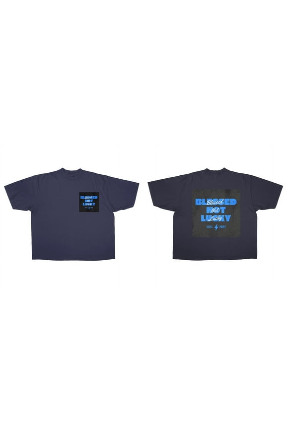 Blessed Not Lucky Men's Casual Blue Crew Neck Short Sleeve T-Shirt, 1-Pack