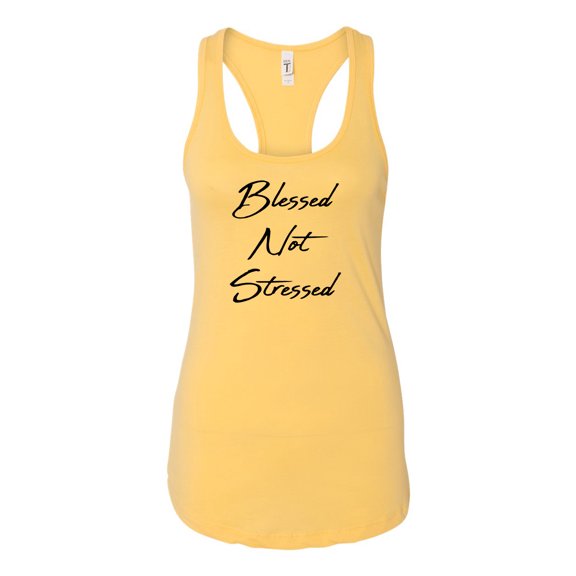 Blessed Not Stressed Ladies Racerback Tank Top-Banana Cream-small