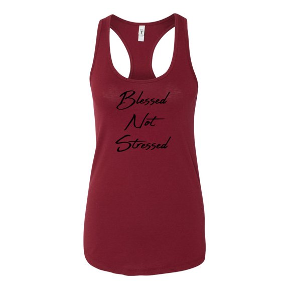 Blessed Not Stressed Ladies Racerback Tank Top-Cardinal-small
