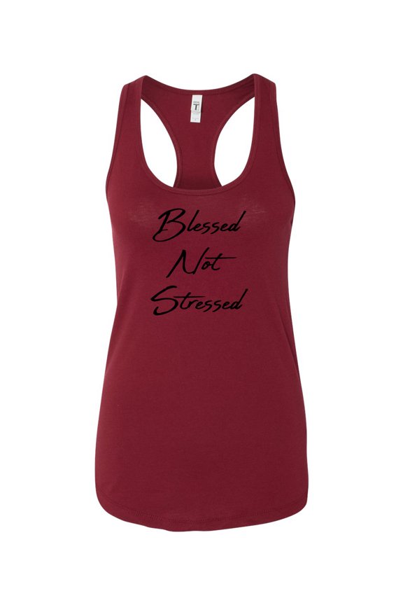 Blessed Not Stressed Ladies Racerback Tank Top-Cardinal-xl