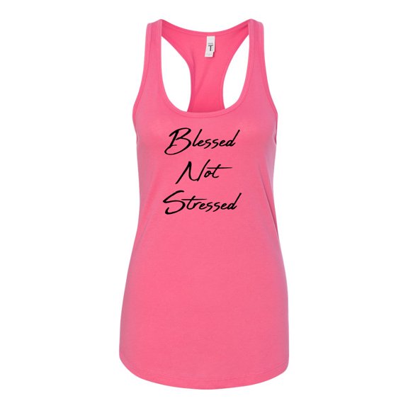 Blessed Not Stressed Ladies Racerback Tank Top-Hot Pink-medium
