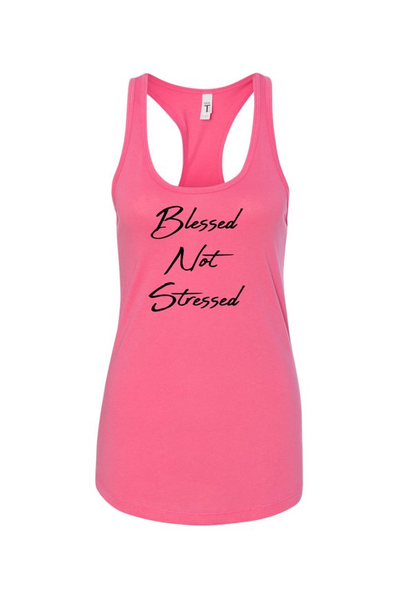 Blessed Not Stressed Ladies Racerback Tank Top-Hot Pink-xl