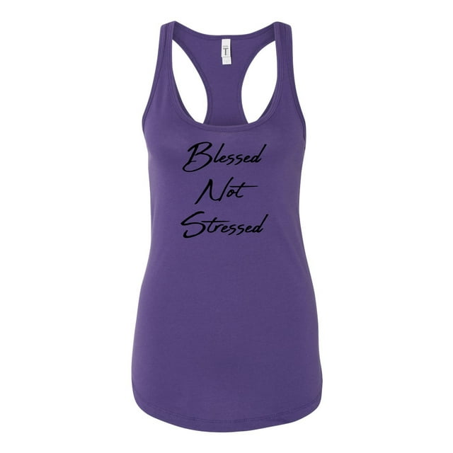 Blessed Not Stressed Ladies Racerback Tank Top-Purple Rush-xxl