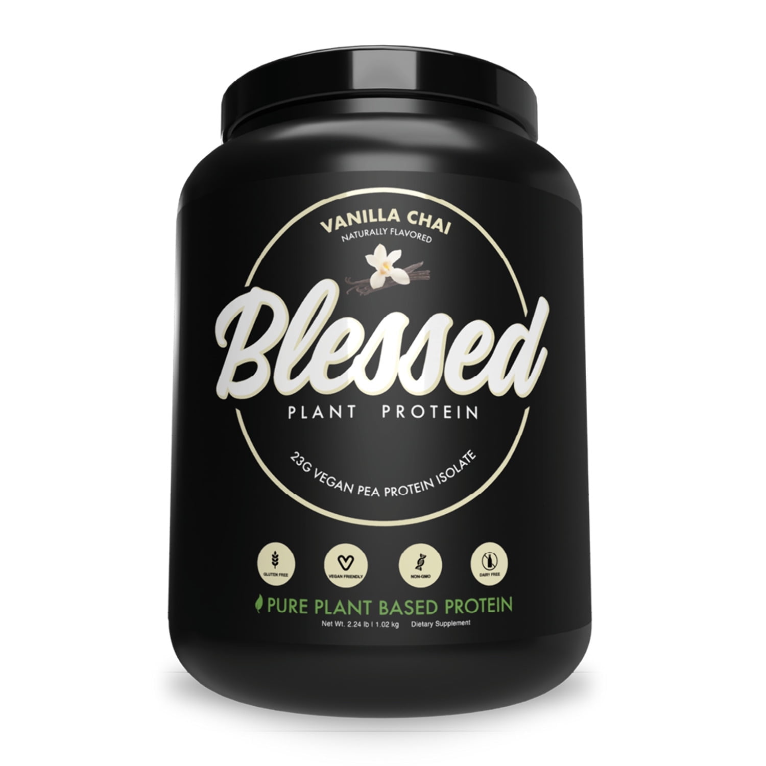 Blessed Vegan Protein Powder - Plant Based Protein Powder Meal Replacement Protein Shake, 23g of Pea Protein Powder, Dairy Free, Gluten Free, Soy Free, No Sugar Added, 30 Servings (Vanilla Chai)