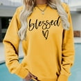 thumbnail image 1 of Blessed Print Crew Neck Sweatshirt, Casual Long Sleeve Loose Sweatshirt, Women's Clothing, 1 of 3