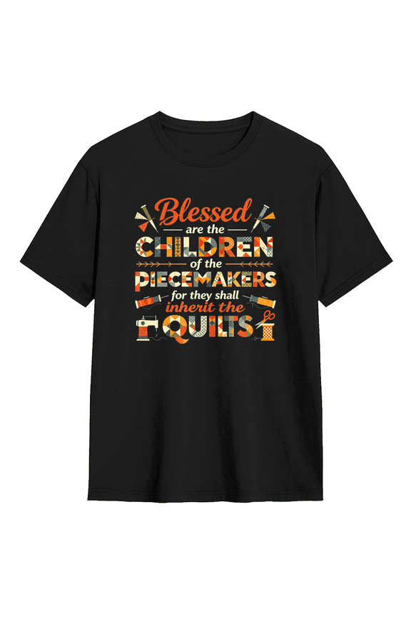 Blessed Quilt Maker Craft Quote Vintage Graphic Tee for Women, Fun Family Gift Cotton Short Sleeves T-Shirt