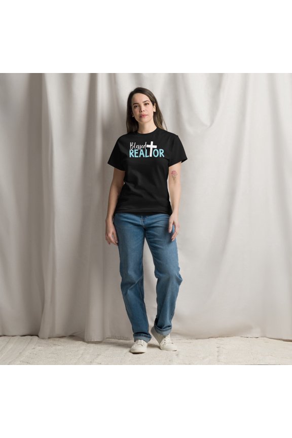 Blessed Realtor Real Estate Agent Broker Salesperson Graphic classic tee (Black, L)