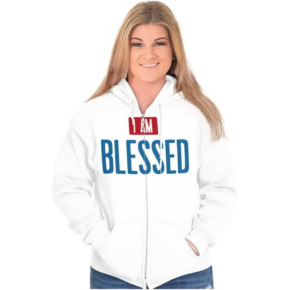 Blessed Religious Love Jesus Christ Zip Up Hoodie Men's Women's Brisco Brands L