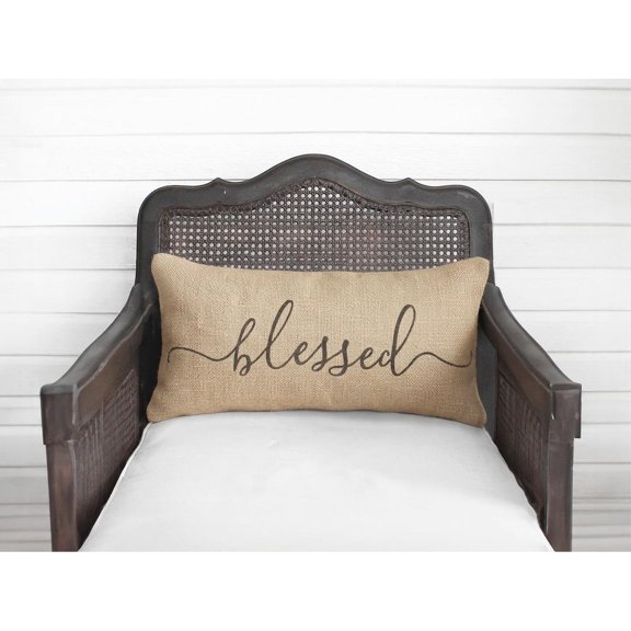 Blessed Script, 30 x 20 in Lumbar Pillow Cover, Peach Skin Fabric, Envelope Closure, Cover Only, No Insert
