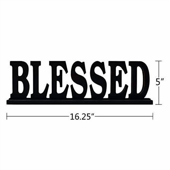 Blessed Sign for Home Decor, Wooden Blessed Block Letters Rustic Tabletop Words Decor (Blessed)