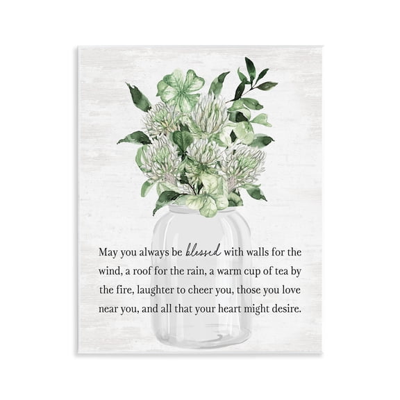 Stupell Industries Blessed Spring Florals & Clovers Wall Plaque Art, design by Lettered and Lined, 14 x 11