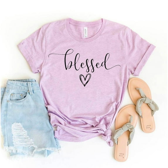 Blessed T-shirt Inspirational Shirt Christian Tee Mom Top Gift Faith Religious Shirts Be Kind Women's Mama Life Mother Cute Mothers Day