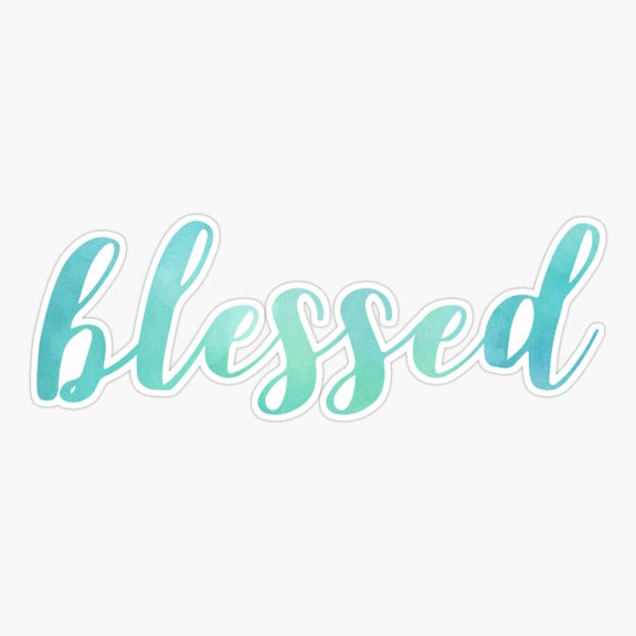 Blessed Teal Blue Text Sticker