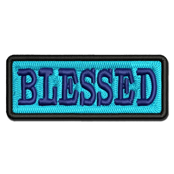 Blessed Text Applique Multi-Color Embroidered Hook & Loop Patch - 3 Inch Medium