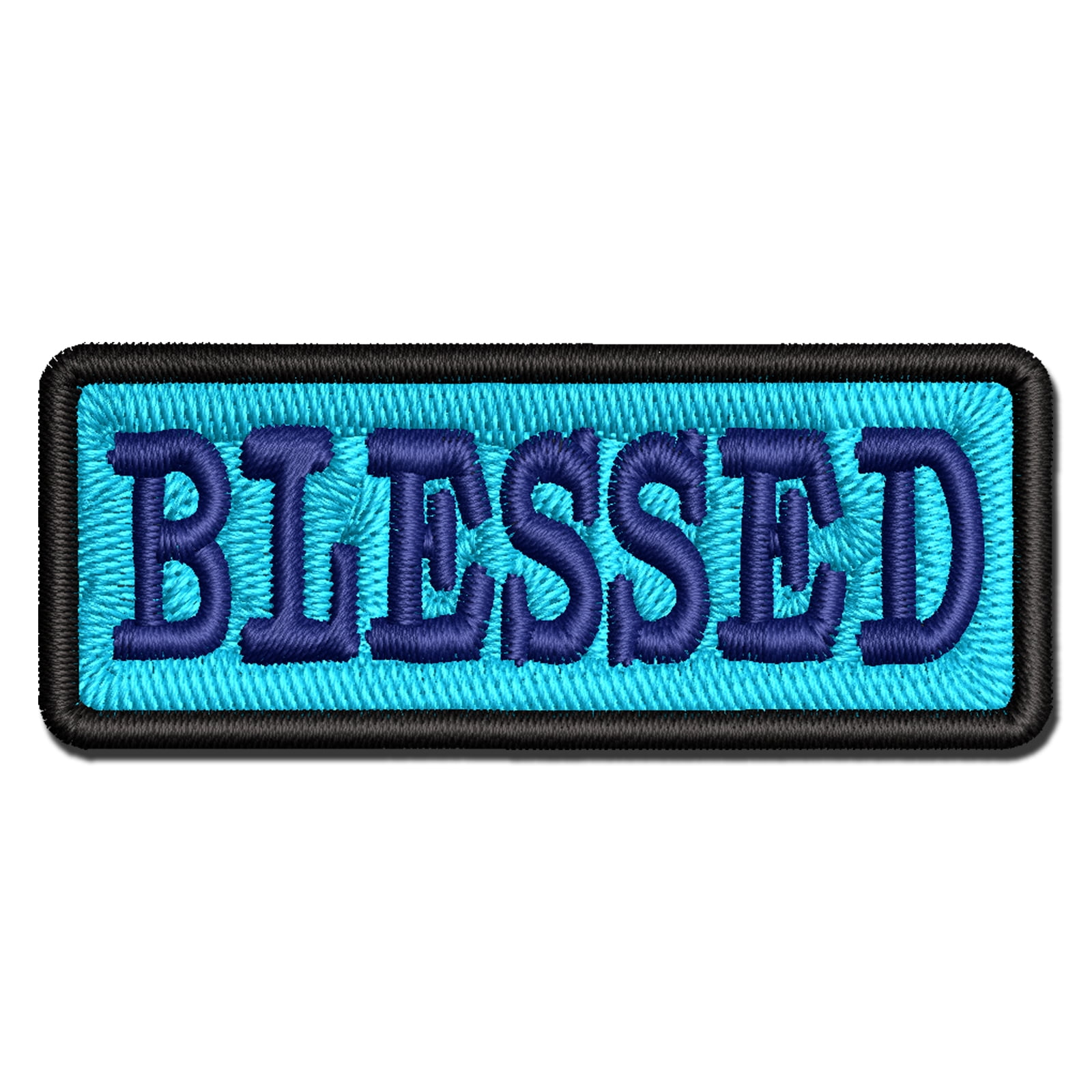 Blessed Text Applique Multi-Color Embroidered Iron-On Patch - 3.5 Inch Large