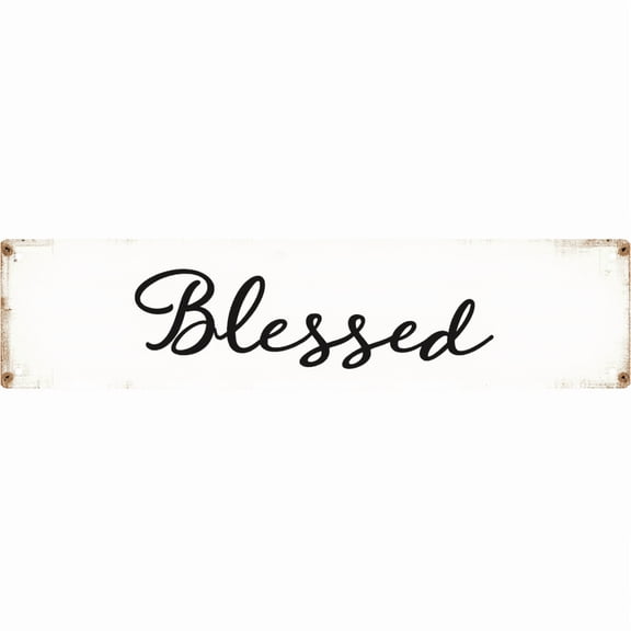 Blessed Tin Decor 16*4 Inches "Blessed" Home/Office Wall Art - Retro Faith Accent, Gratitude Decor, Home Metal Sign