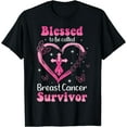 thumbnail image 1 of Blessed To Be Called Breast Cancer Survivor Pink Butterfly T-Shirt Black 3X-Large, 1 of 4