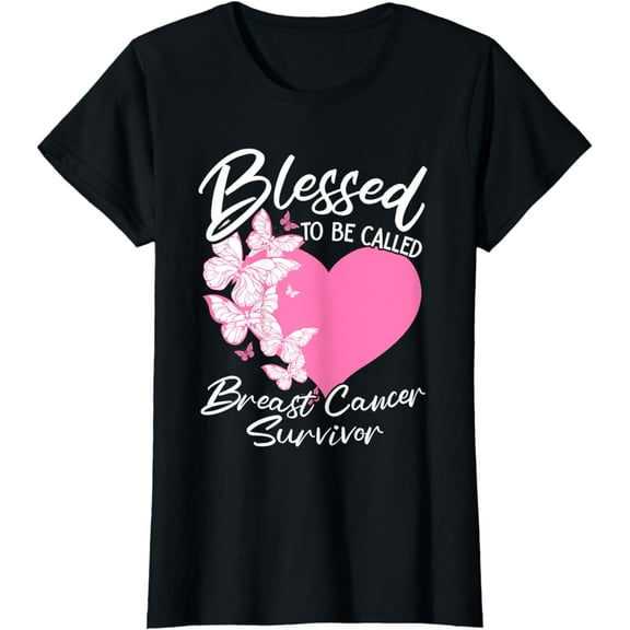 Blessed To Be Called Breast Cancer Survivor Pink Butterfly T-Shirt