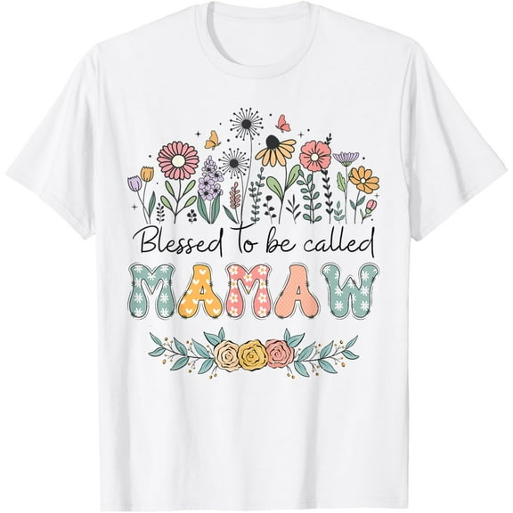 Blessed To Be Called Mamaw Wildflower Floral Thanksgiving T-Shirt