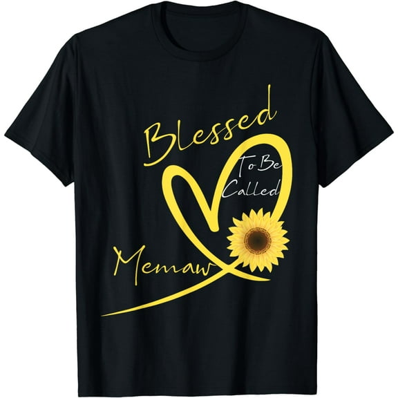 Blessed To Be Called Memaw Sunflower Heart T-Shirt
