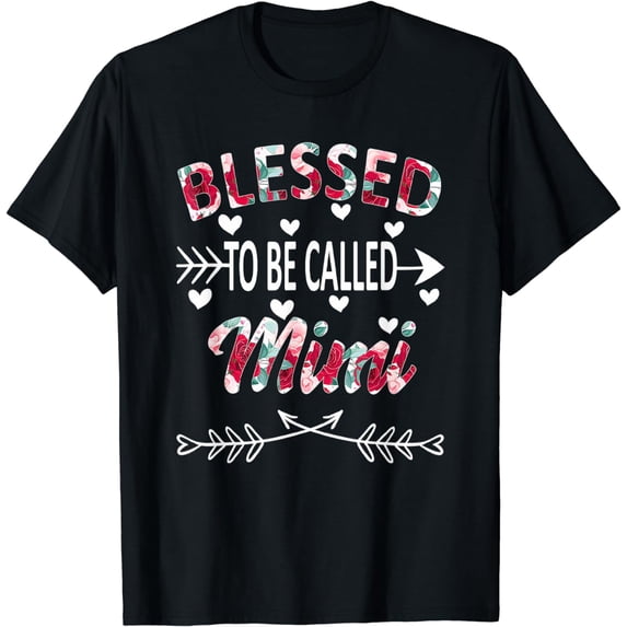 Blessed To Be Called Mimi Mother's Day Floral Deco Design T-Shirt