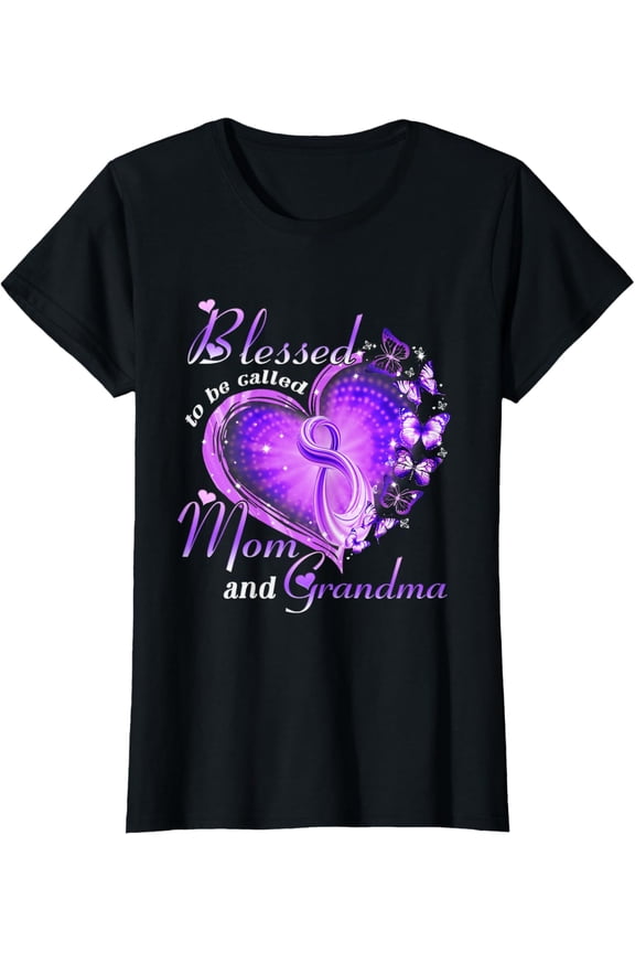 Blessed To Be Called Mom And Grandma Butterfly Grandmother T-ShirtMen and women, Black T-shirt, size: Extra large S-4XL