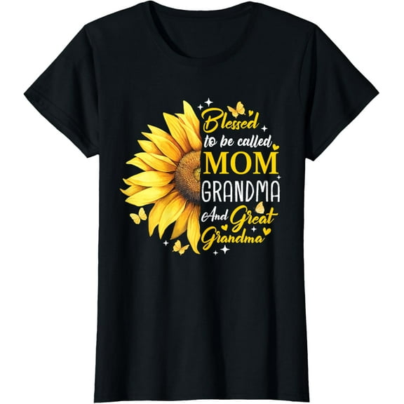 Blessed To Be Called Mom Grandma Great Grandma Mother's Day T-ShirtMen and women, Black T-shirt, size: Extra large S-4XL