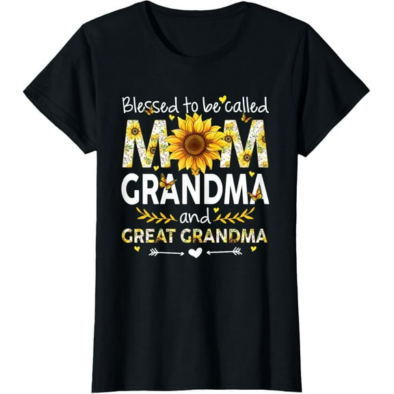 Blessed To Be Called Mom Grandma Great Grandma Mother's Day T-ShirtMen and women, Black T-shirt, size: Extra large S-4XL
