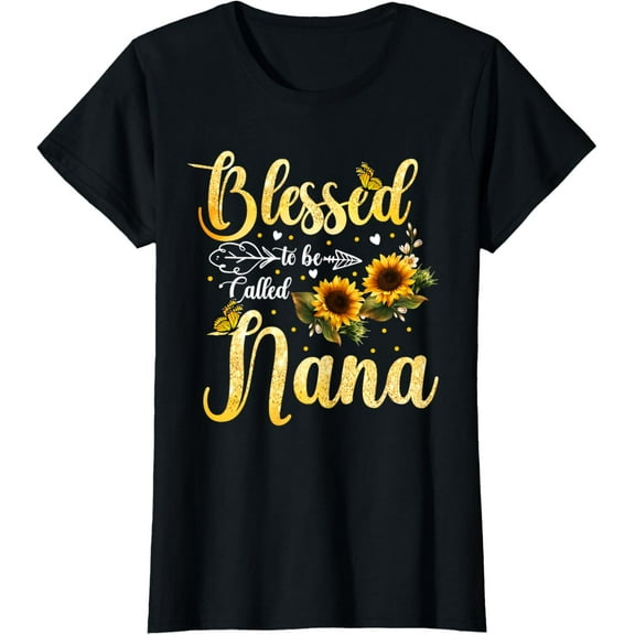 Blessed To Be Called Nana Sunflower Butterfly Mothers Day T-ShirtMen and women, Black T-shirt, size: Extra large S-4XL
