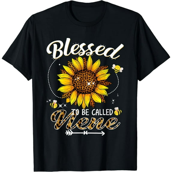 Blessed To Be Called Nene Funny Leopard Sunflower And Bee T-Shirt