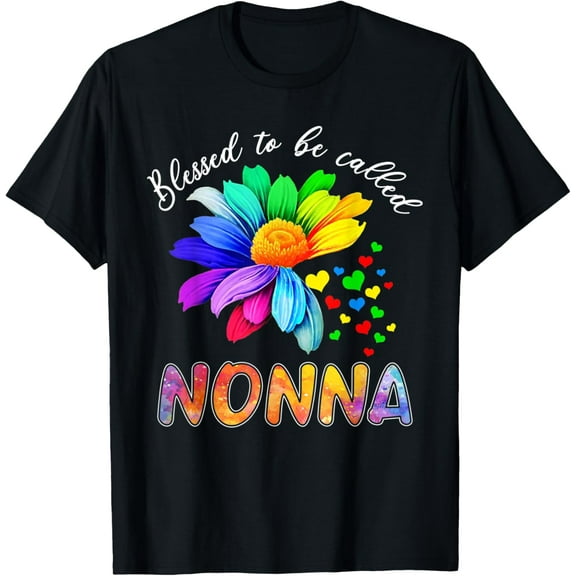 Blessed To Be Called Nonna Shirt Sunflower Rainbow Lovers T-Shirt
