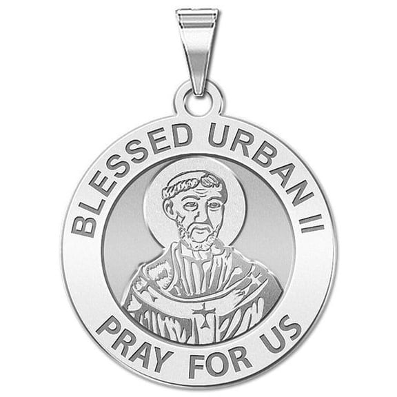 Blessed Urban II Religious Medal - 1 Inch Size of a Quarter - Solid 14K White Gold