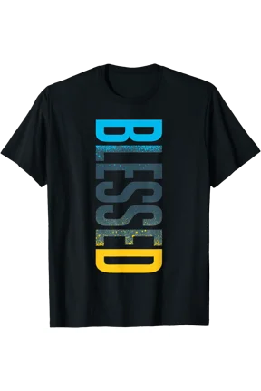 Blessed Vertical Streetwear Retro Gamma Blue Matching T-Shirt, Unisex T-Shirt