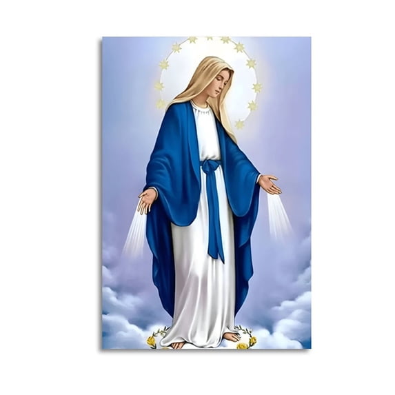 Blessed Virgin Mary Canvas Poster Wrapped Wooden Frame Wall Decor,,Canvas Wall Art for Living Room,Bedroom,Office,Ready to Hang
