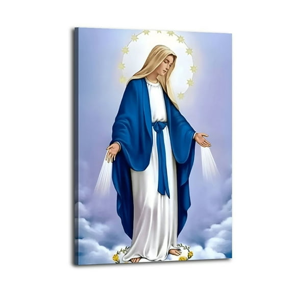 Blessed Virgin Mary Canvas Poster Wrapped Wooden Frame Wall Decor,,Canvas Wall Art for Living Room,Bedroom,Office,Ready to Hang