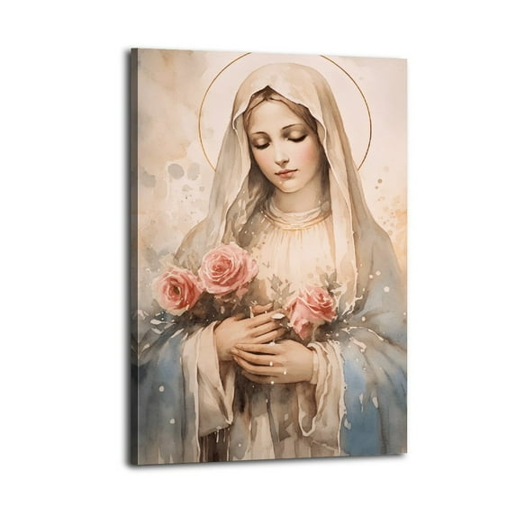 Blessed Virgin Mary Mother Watercolor Art Poster Great Wall Art for Home Decor, Mother's Day Gift, Nursery Posters for Bedroom, Office Or Living Room