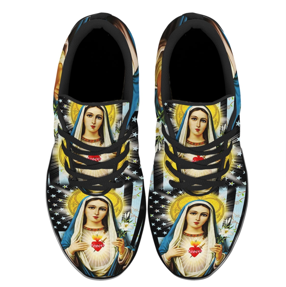 Blessed Virgin Mary Shoes Women's Fashion Sneakers Tennis Running Shoes for Men Women Black Size 11