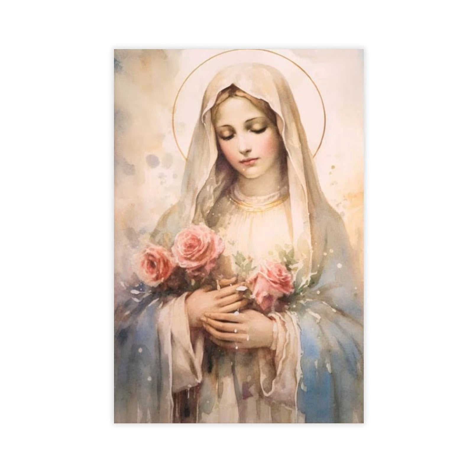 Tableau Toile Vierge Marie Et Jésus - Décor Religieux Catholique Vintage
