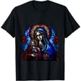 thumbnail image 1 of Blessed Virgin Mary and Jesus Stained Glass religious Design T-Shirt, 1 of 3