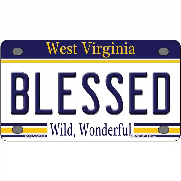 Blessed West Virginia Novelty Metal License Plate 4" x 2.2" Mini