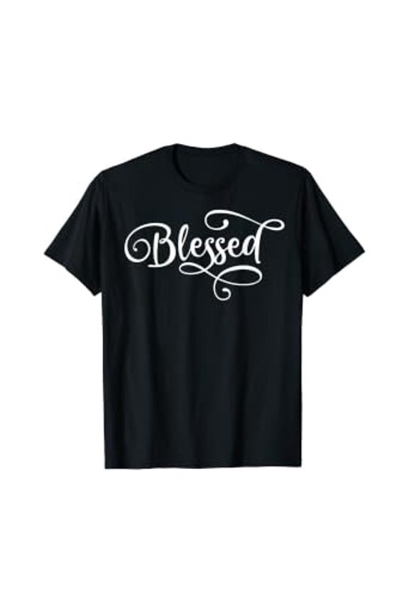 Blessed White Fancy Script Christian Religious God Jesus T-Shirt, Unisex T-Shirt